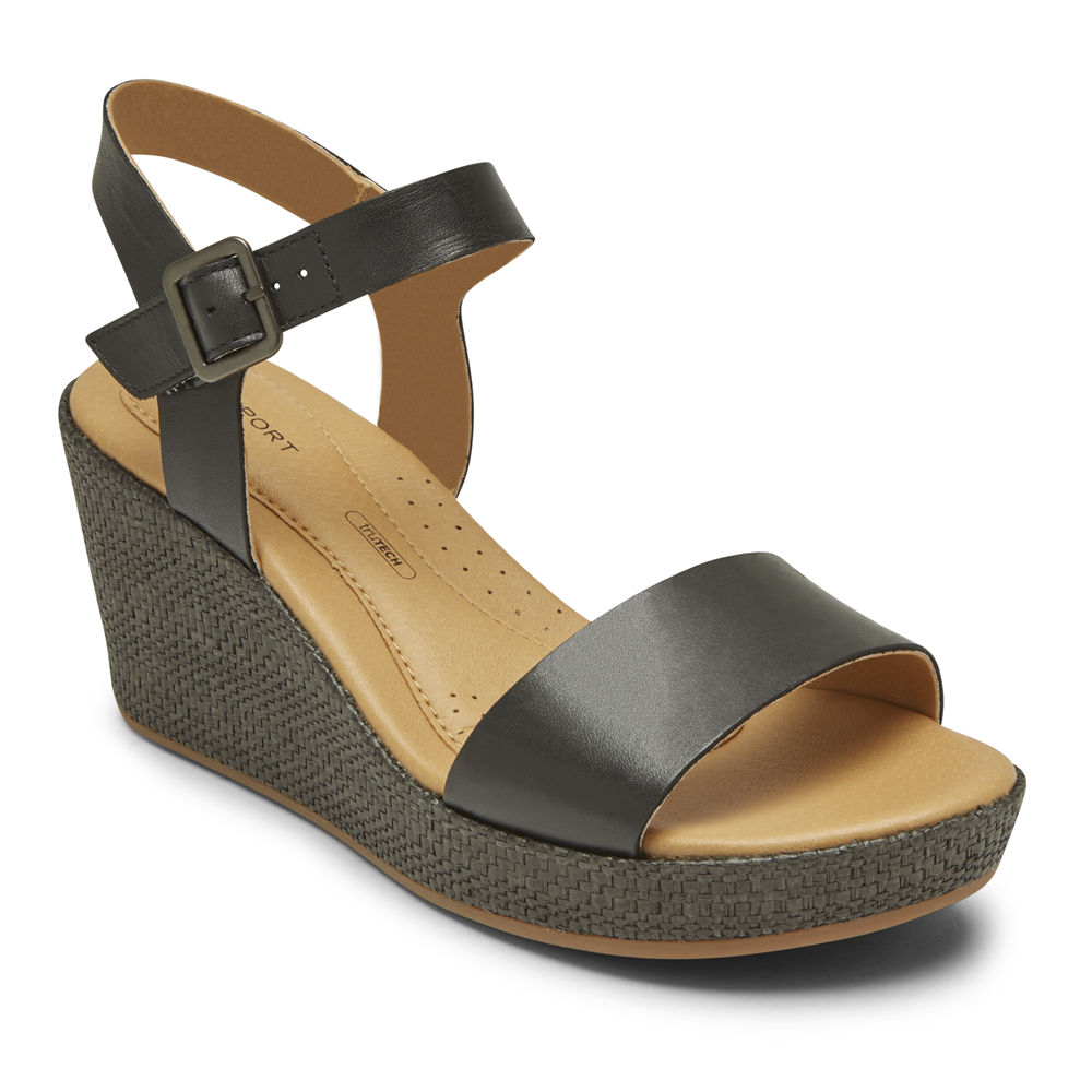 Sandálias Rockport Mulher Pretas - Lyla Ankle-Strap - 90627YMQL